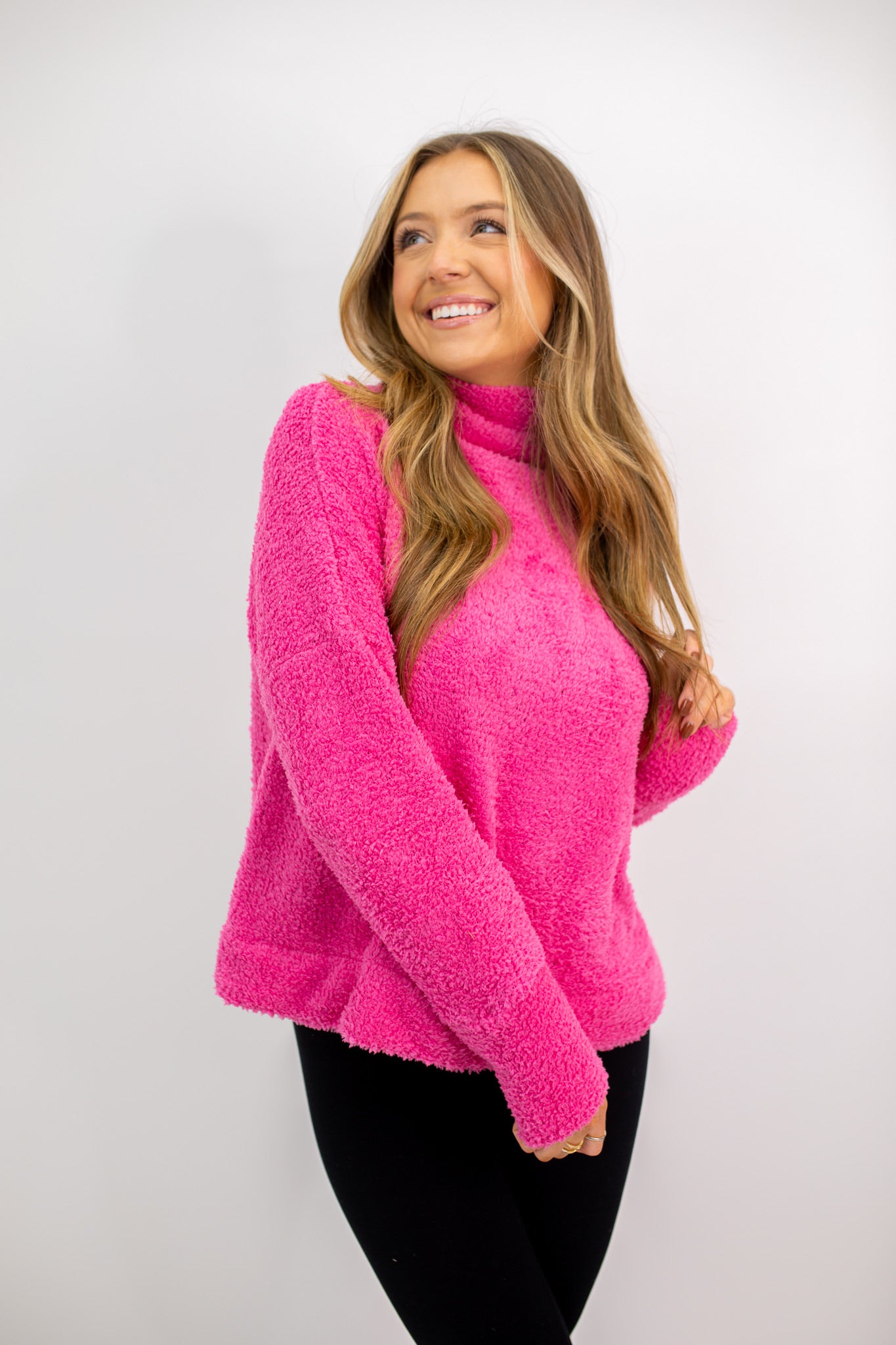 Pink sherpa sweater best sale