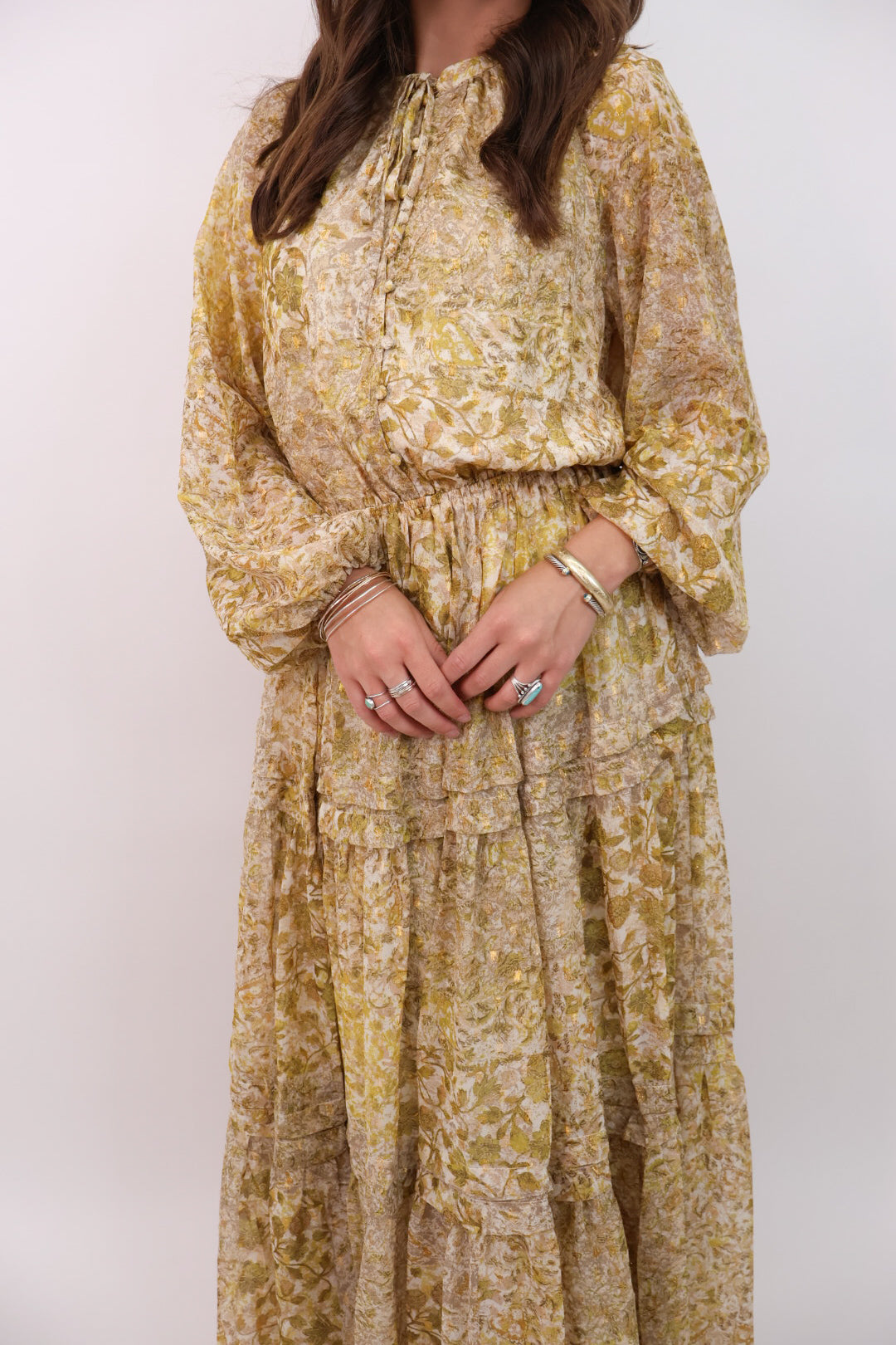 Moda Boutique Mustard Floral Maxi Dress Small